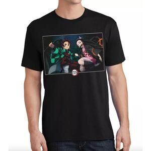 Demon Slayer Black T-Shirt Men's Small 100% Cotton Short Sleeve Anime Fan Merch